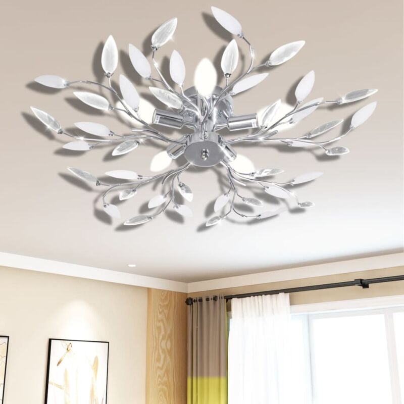 foto del prodotto vidaxl lampada da soffitto cristalli acrilici 5 lampadine e14 vari colori colore bianco viola
