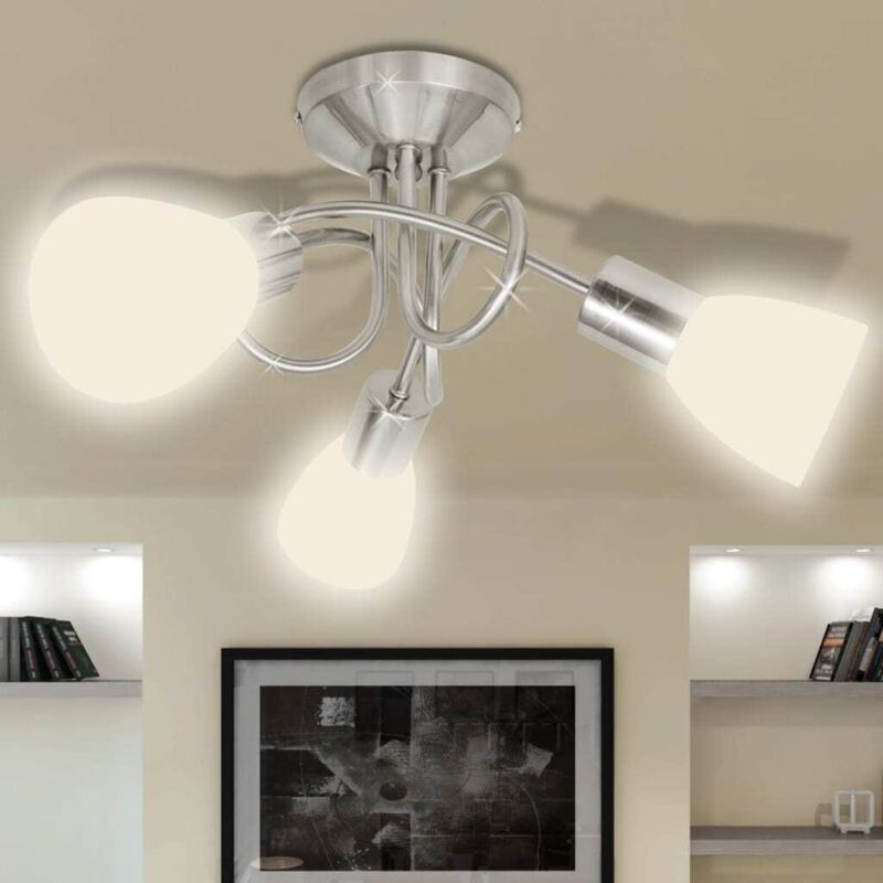 foto del prodotto vidaxl lampada da soffitto lampadario con diffusori in vetro per 3 lampadine e14