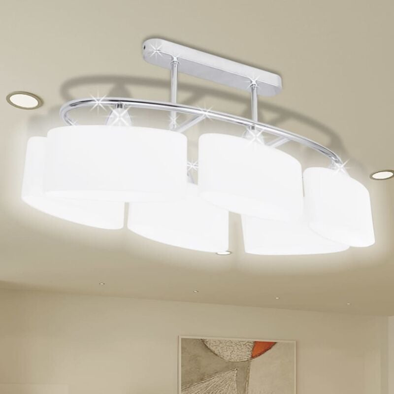 foto del prodotto vidaxl lampada da soffitto paralume ellissoidale vetro 6 lampadine e14 196747
