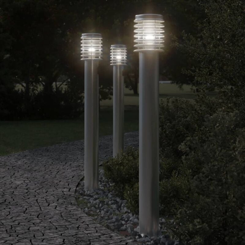 foto del prodotto vidaxl lampada da terra per esterni argento 110 cm in acciaio inox