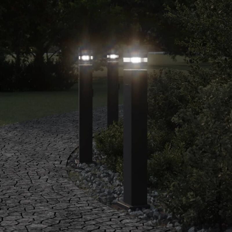 foto del prodotto vidaxl lampada da terra per esterni con presa nera 80 cm alluminio
