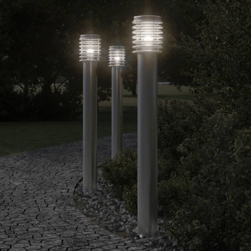 foto del prodotto vidaxl lampada da terra per esterni presa argento 110 cm in acciaio