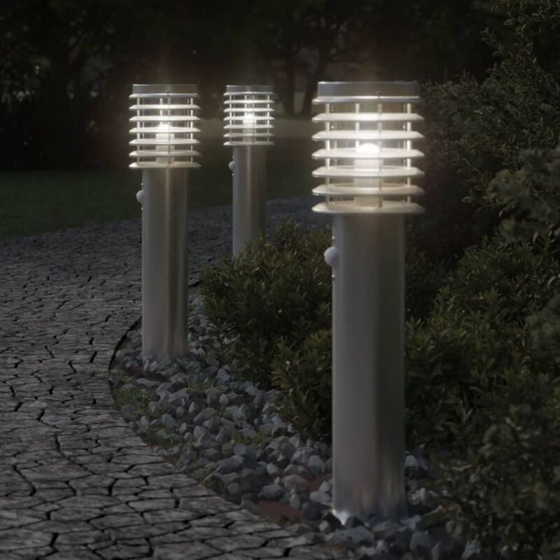 foto del prodotto vidaxl lampada da terra per esterni sensore argento 60 cm in acciaio