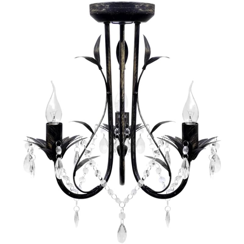 foto del prodotto vidaxl lampadario art nouveau nero metallo perline cristallo e lampadine e14