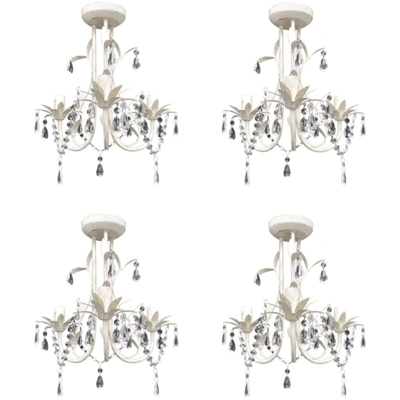 foto del prodotto vidaxl lampadario con pendenti in cristallo 4 pz bianco elegante