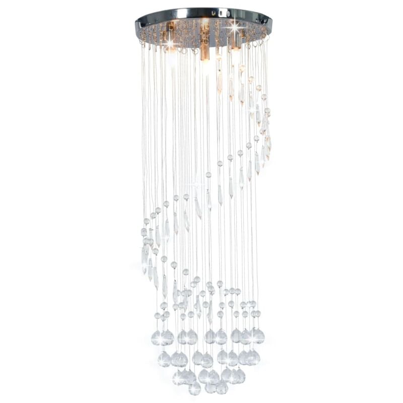 foto del prodotto vidaxl lampadario con perle di cristallo a spirale argento g9