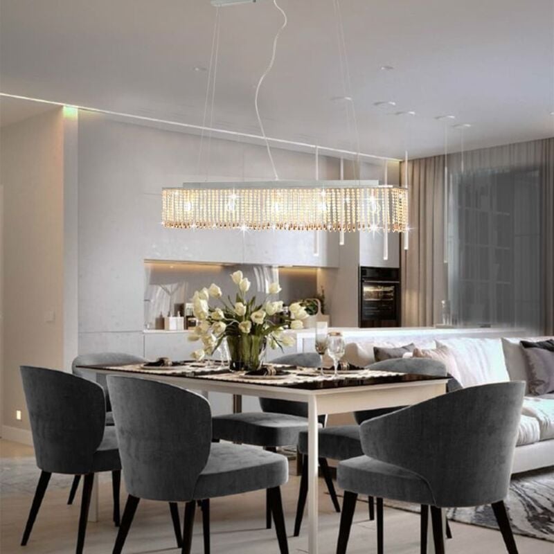 foto del prodotto vidaxl lampadario con perle di cristallo argento 104 cm e14