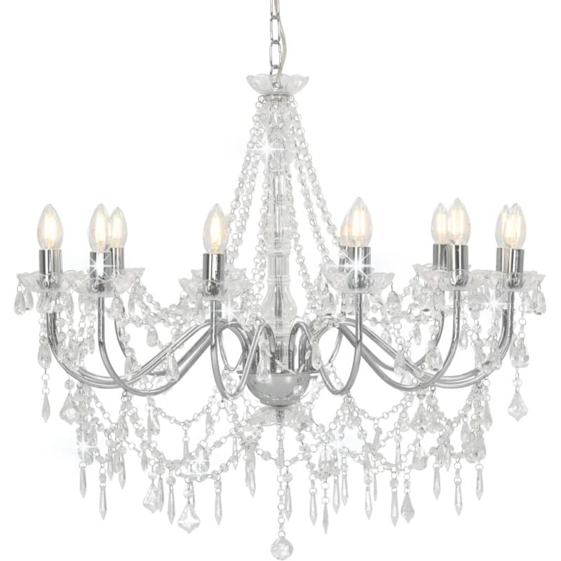 foto del prodotto vidaxl lampadario con perline argento 12 lampadine e14