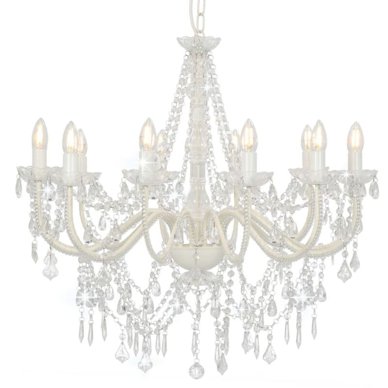 foto del prodotto vidaxl lampadario con perline bianco 12 lampadine e14 881797