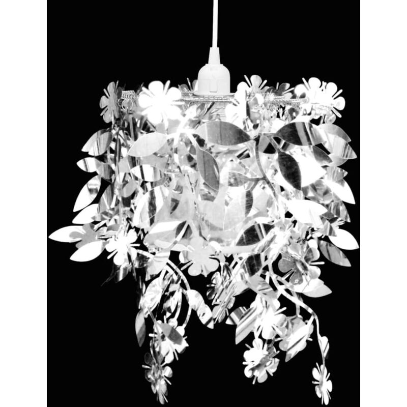 foto del prodotto vidaxl lampadario da soffitto foglie e paillette 21,5 x 30 cm argento
