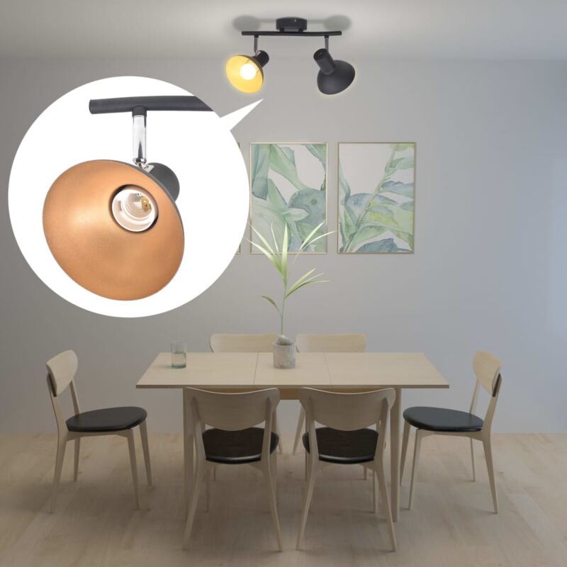 foto del prodotto vidaxl lampadario da soffitto moderno in metallo e27 nero e oro vari modelli modelli 2 lampadine