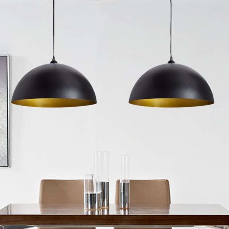 foto del prodotto vidaxl lampadario da soffitto set 2 pezzi lampade sospese nero con interno oro