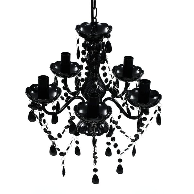 foto del prodotto vidaxl lampadario in cristallo con 5 lampadine nero