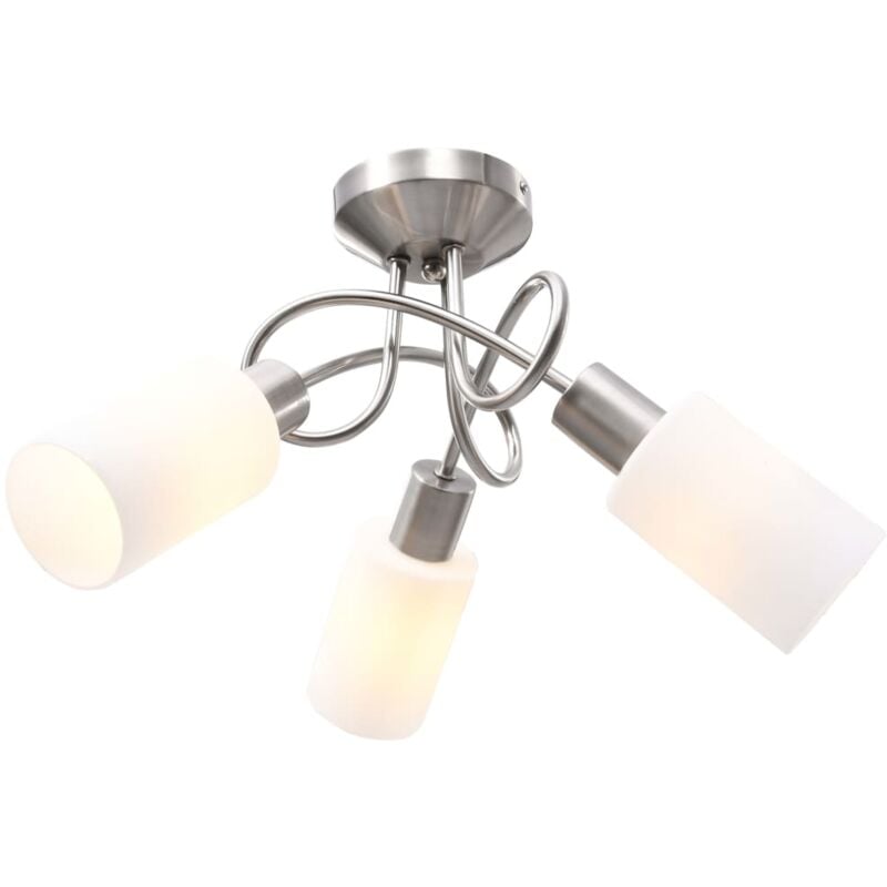 foto del prodotto vidaxl lampadario paralume in ceramica a cono bianco 3 lampadine e14