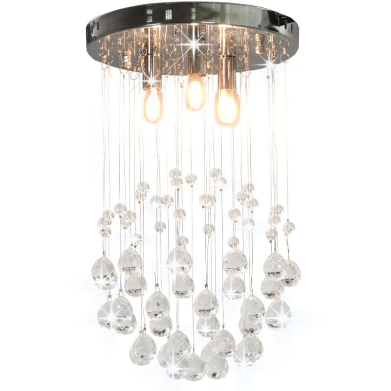 foto del prodotto vidaxl lampadario perle di cristallo a sfera argento 3 lampadine g9