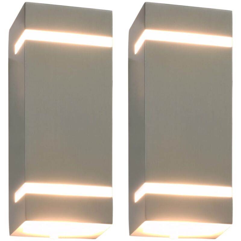 foto del prodotto vidaxl lampade da parete da esterno 2 pz 35 w argento rettangolari