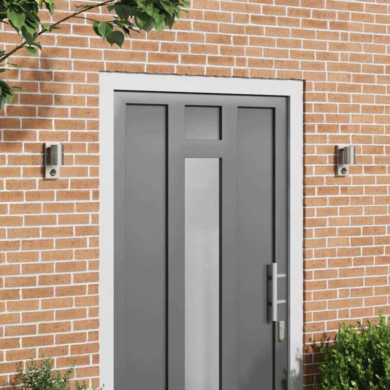 foto del prodotto vidaxl lampade da parete esterne con sensore 2 pezzi argento acciaio inox ip44