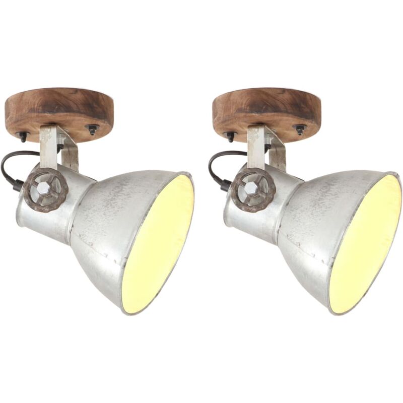 foto del prodotto vidaxl lampade da parete soffitto 2 pz industriale argento 20x25cm e27 583110