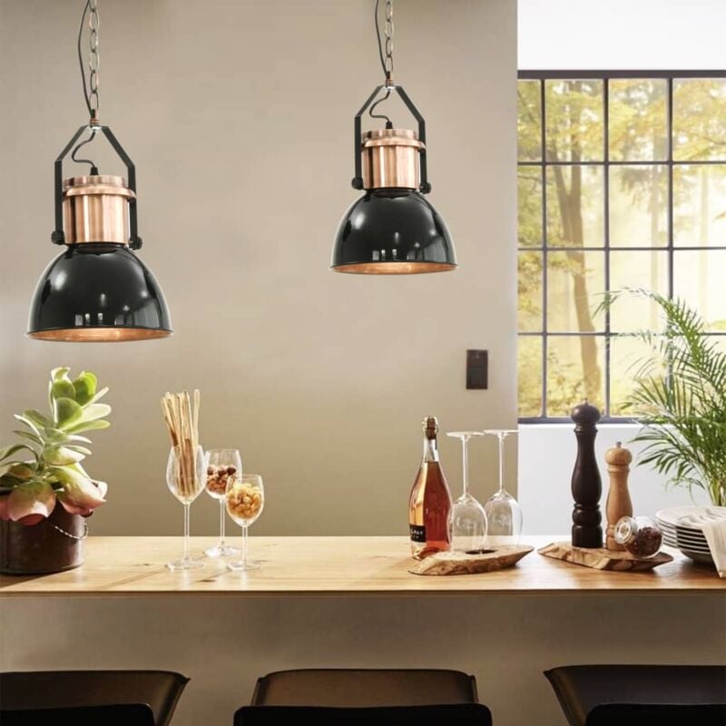 foto del prodotto vidaxl lampade da soffitto set 2 pz rotonde e27 design industriale vari colori colore nero rame