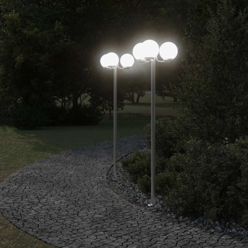 foto del prodotto vidaxl lampade da terra per esterni 2pz argento 215cm in acciaio inox