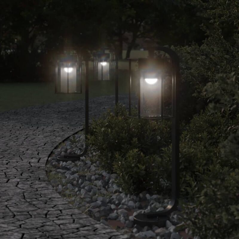 foto del prodotto vidaxl lampade da terra per esterni 3 pz nere 60 cm in acciaio inox