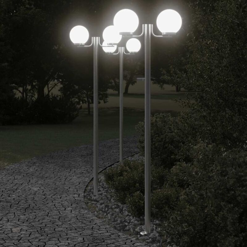 foto del prodotto vidaxl lampade da terra per esterni 3pz argento 215cm in acciaio inox