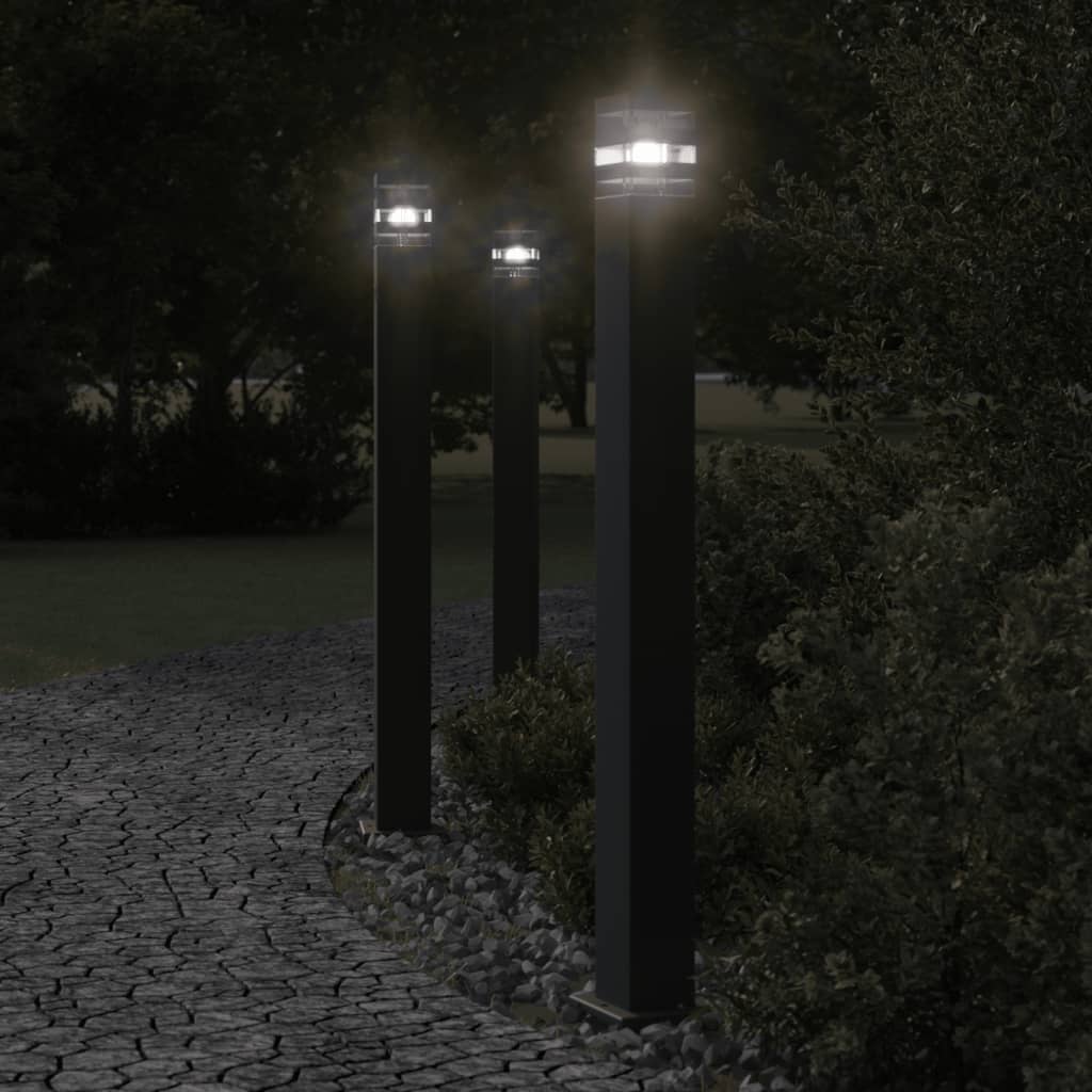 foto del prodotto vidaxl lampade da terra per esterni 3pz nere 110 cm in alluminio