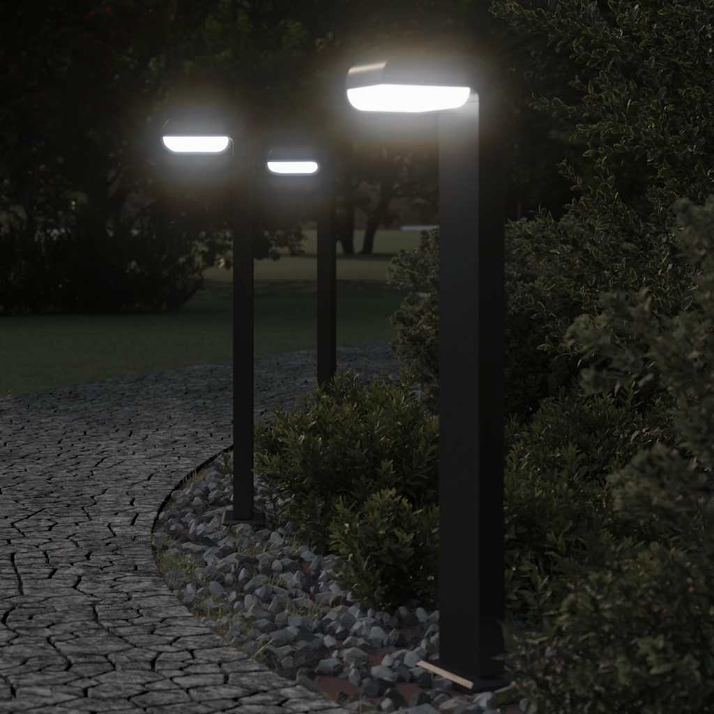 foto del prodotto vidaxl lampade da terra per esterni 3pz nere 80cm alluminio pressofuso