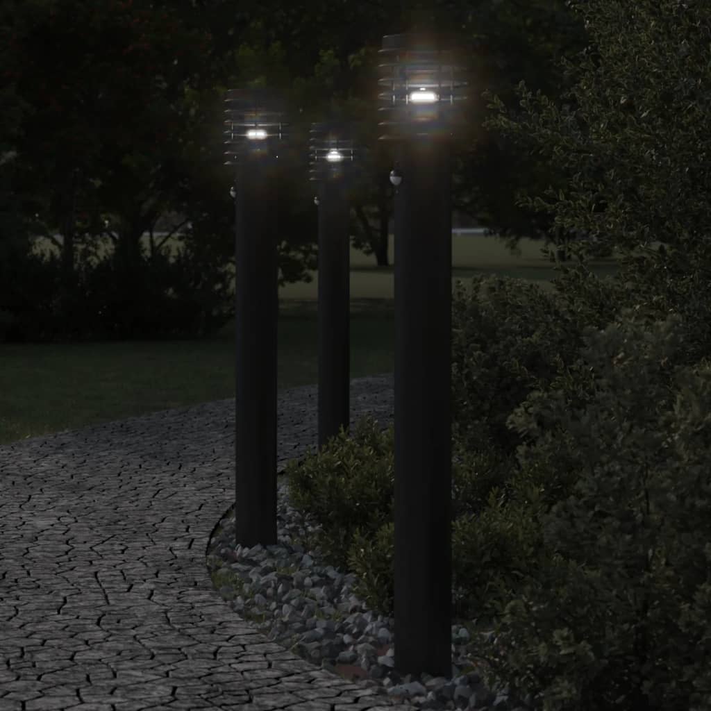 foto del prodotto vidaxl lampade da terra per esterni sensore nere 3 pz 110 cm acciaio