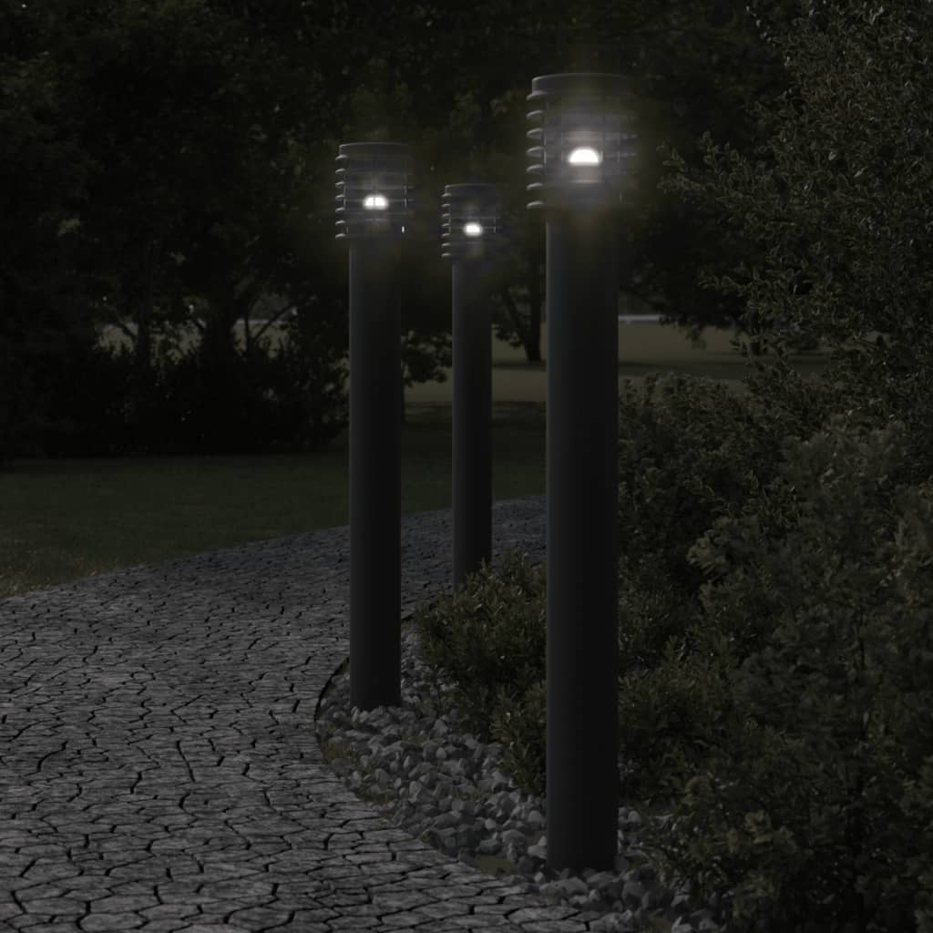 foto del prodotto vidaxl lampade terra per esterni con presa 3pz nere 110cm acciaio inox