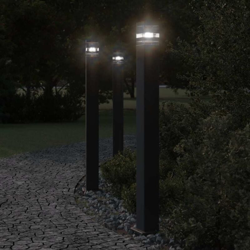 foto del prodotto vidaxl lampade terra per esterni con sensori 3pz nere 110cm alluminio
