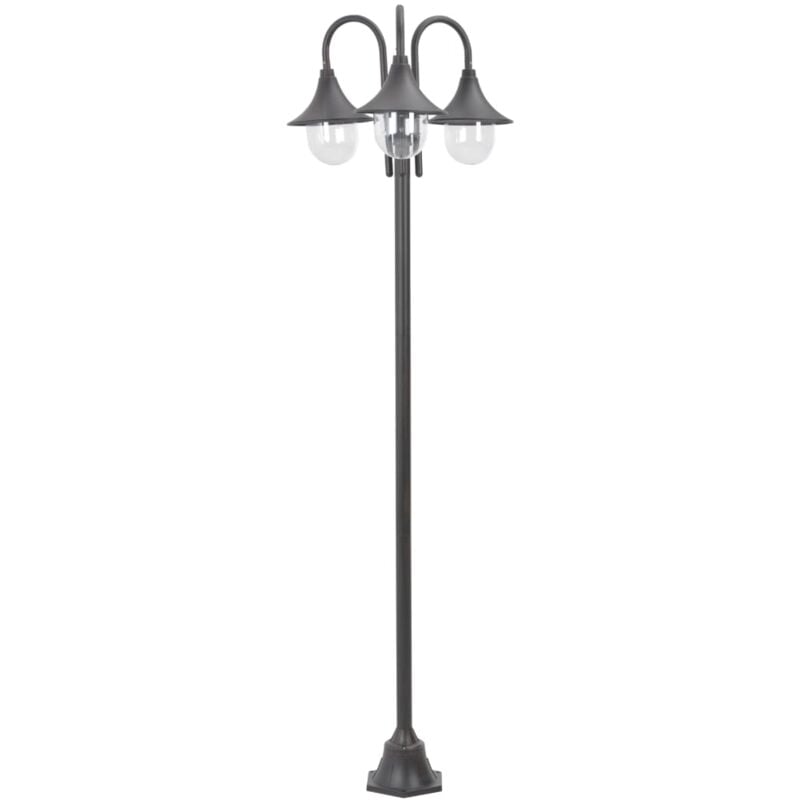 foto del prodotto vidaxl lampione da giardino e27 220 cm alluminio 3 lampade bronzo