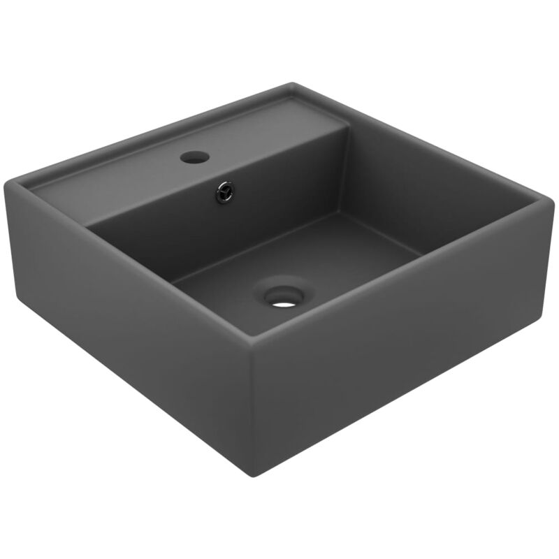 foto del prodotto vidaxl lavabo troppopieno quadrato 41x41 cm in ceramica opaco vari colori colore grigio scuro