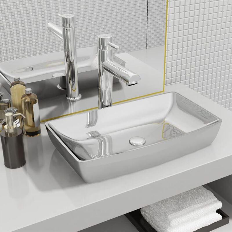 foto del prodotto vidaxl lavandino 71x38x13,5 cm in ceramica argento 825954