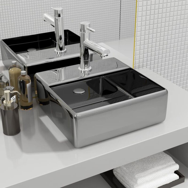 foto del prodotto vidaxl lavandino con foro per rubinetto 38x30x11,5 cm ceramica argento 318788