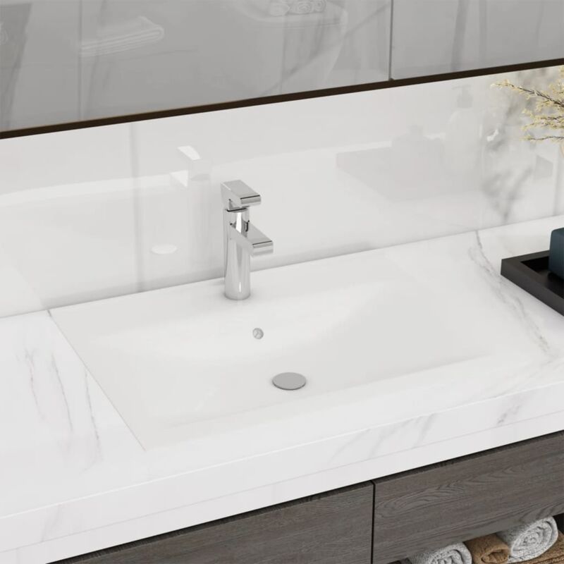 foto del prodotto vidaxl lavandino con foro rubinetto opaco 60x46 cm in ceramica vari colori colore bianco