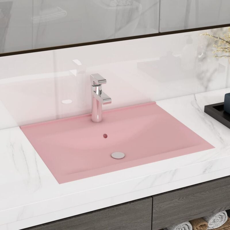 foto del prodotto vidaxl lavandino con foro rubinetto rosa opaco 60x46 cm in ceramica