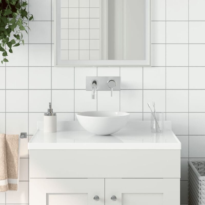 foto del prodotto vidaxl lavandino da bagno in ceramica bianco opaco rotondo