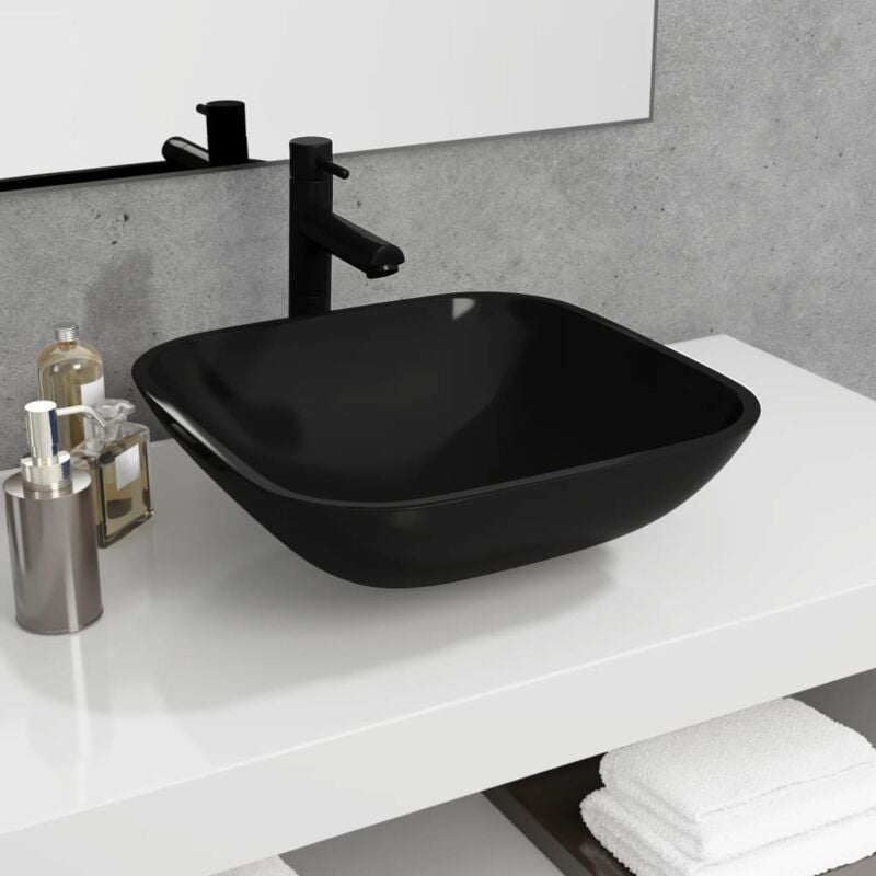 foto del prodotto vidaxl lavandino in vetro 42x42x14 cm nero