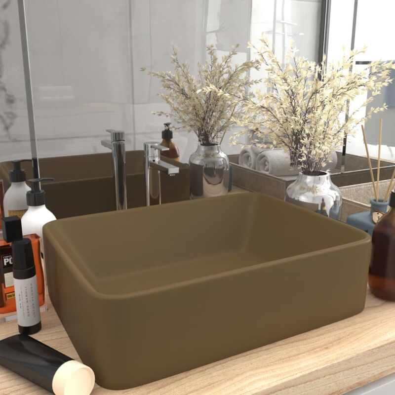 foto del prodotto vidaxl lavandino luxury opaco 41x30x12 cm in ceramica rettangolare vari colori colore crema