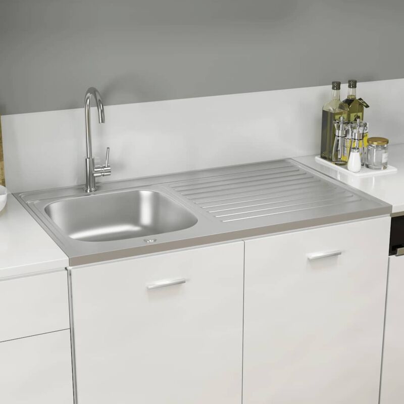 foto del prodotto vidaxl lavello da cucina con scarico argento 1000x600x155 mm acciaio