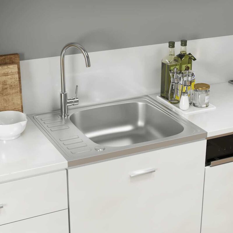 foto del prodotto vidaxl lavello da cucina con scolapiatti in acciaio inox di alta qualit varie misure dimensioni 500 x 600 x 155 mm