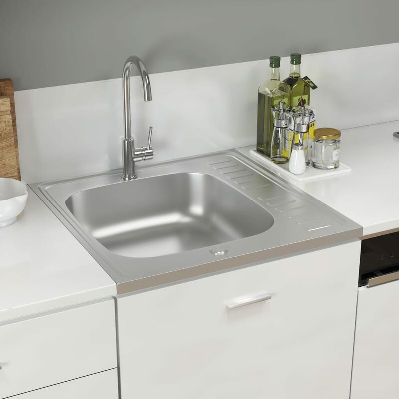 foto del prodotto vidaxl lavello da cucina con scolapiatti in acciaio inox di alta qualit varie misure dimensioni 600 x 600 x 155 mm