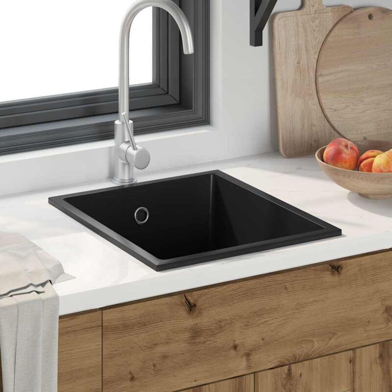 foto del prodotto vidaxl lavello da cucina nero 38 x 44 x 20 cm granito
