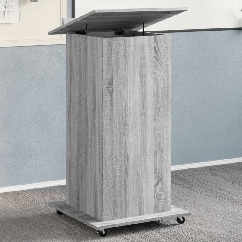 foto del prodotto vidaxl leggio con ruote cassetto grigio sonoma 55x55x107cm multistrato