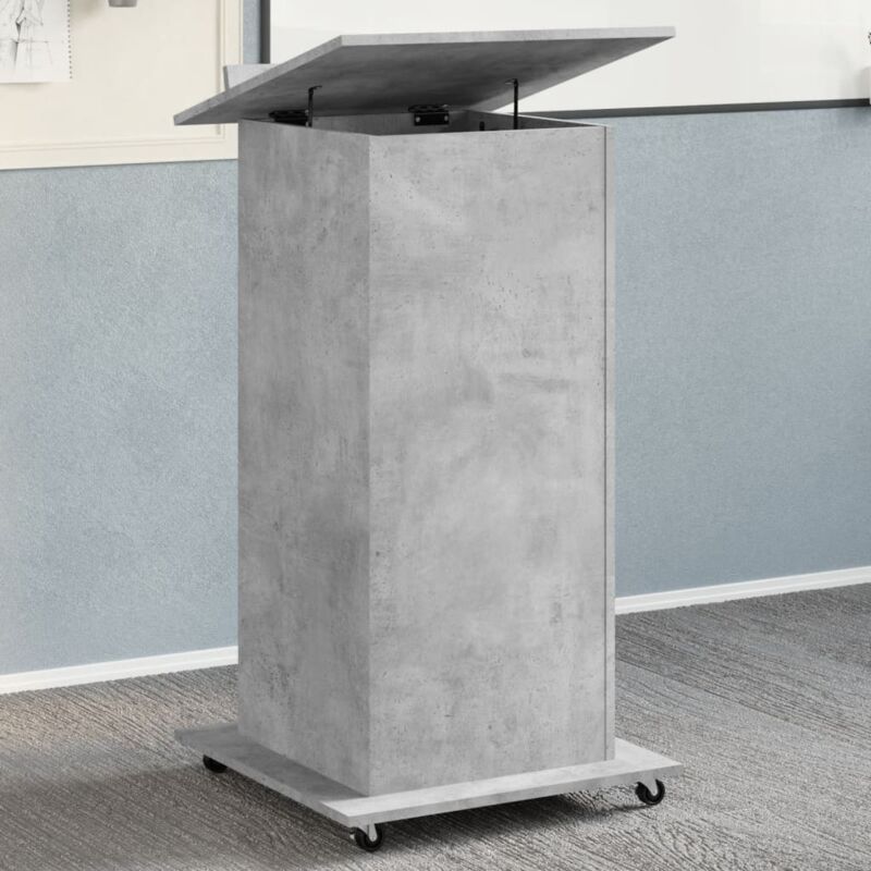 foto del prodotto vidaxl leggio con ruote e cassetto grigio 55x55x107 cm in multistrato