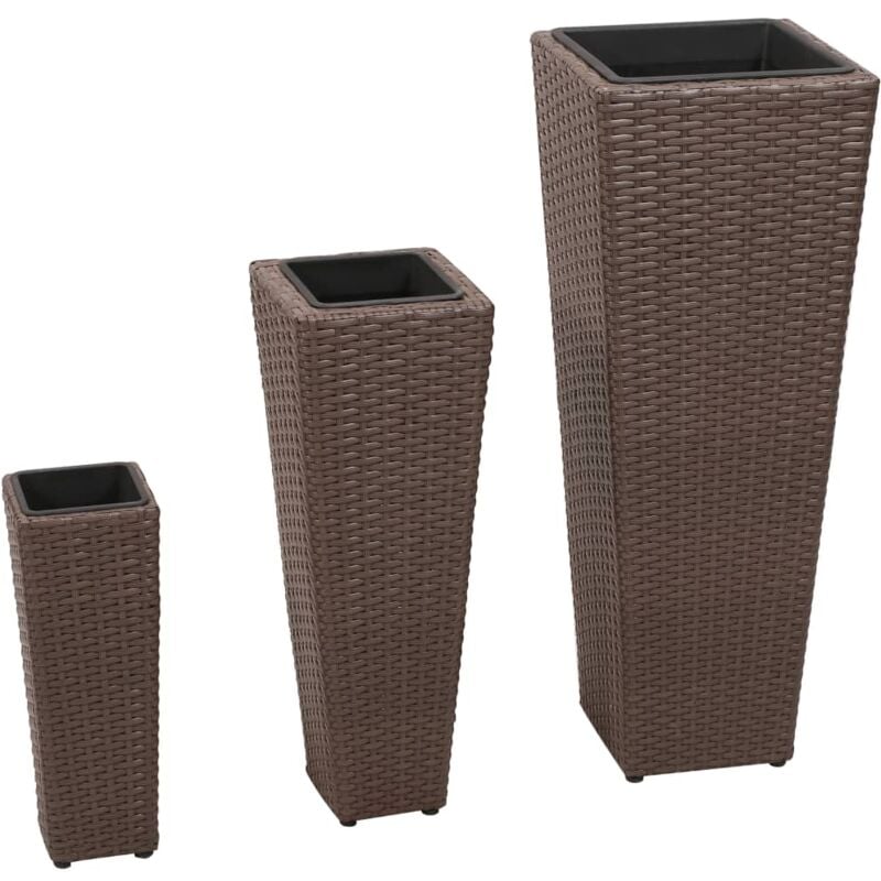 foto del prodotto vidaxl letti rialzati da giardino 3 pz in polyrattan marrone