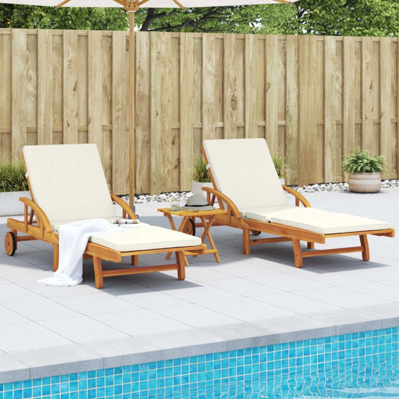 foto del prodotto vidaxl lettini 2 pz con cuscini 200x68x83 cm legno massello di acacia