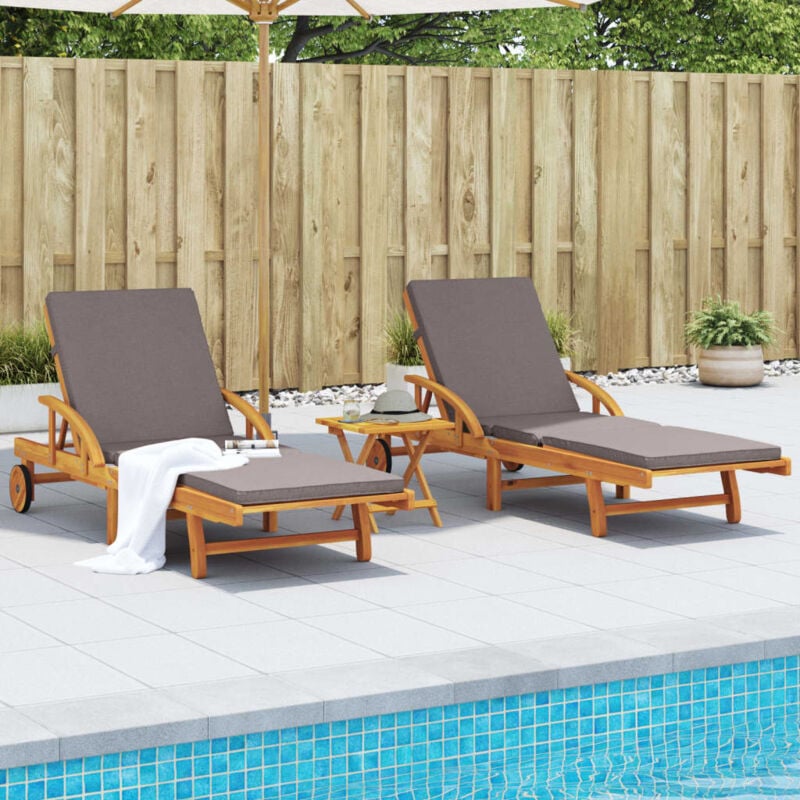 foto del prodotto vidaxl lettini 2 pz con cuscini 200x68x83 cm legno massello di acacia