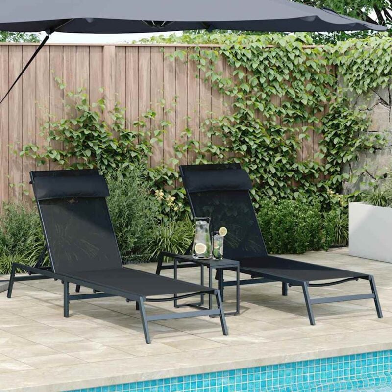 foto del prodotto vidaxl lettini da sole con tavolo 2 persona 3 pcs nero e antracite